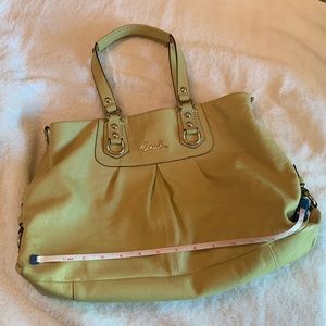 Coach, green satchel, leather